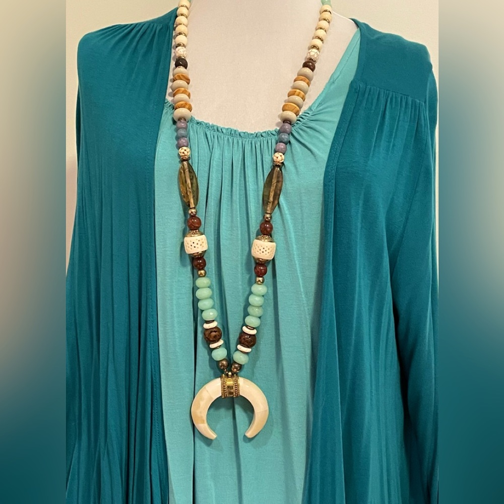 Chicos Boho Beaded Long Necklace